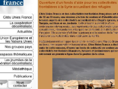 Syrie : Les collectivités territoriales françaises prêtent main forte aux collectivités accueillant des réfugiés